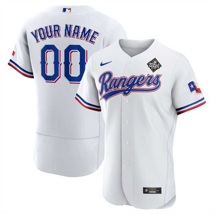 Mens Texas Rangers Active Player Custom White 2023 World Series Flex Base Stitched Baseball Jersey